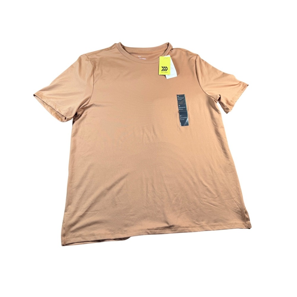 Medium All in Motion Mens Performance Short Sleeve T-Shirt Gold Brown  Wicking